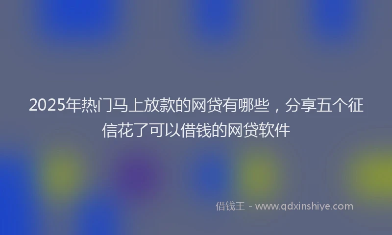 2025年热门马上放款的网贷有哪些，分享五个征信花了可以借钱的网贷软件