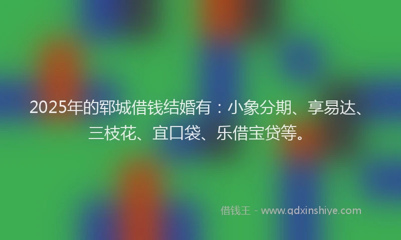 2025年的郓城借钱结婚有：小象分期、享易达、三枝花、宜口袋、乐借宝贷等。