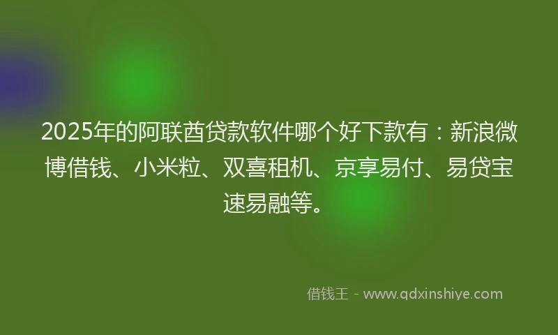 2025年的阿联酋贷款软件哪个好下款有：新浪微博借钱、小米粒、双喜租机、京享易付、易贷宝速易融等。