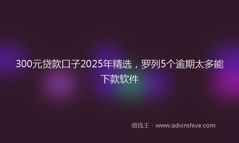 300元贷款口子2025年精选，罗列5个逾期太多能下款软件