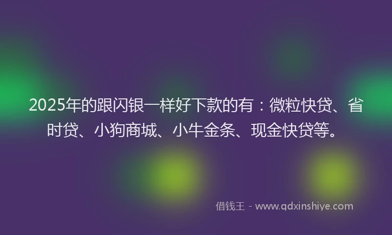 2025年的跟闪银一样好下款的有：微粒快贷、省时贷、小狗商城、小牛金条、现金快贷等。