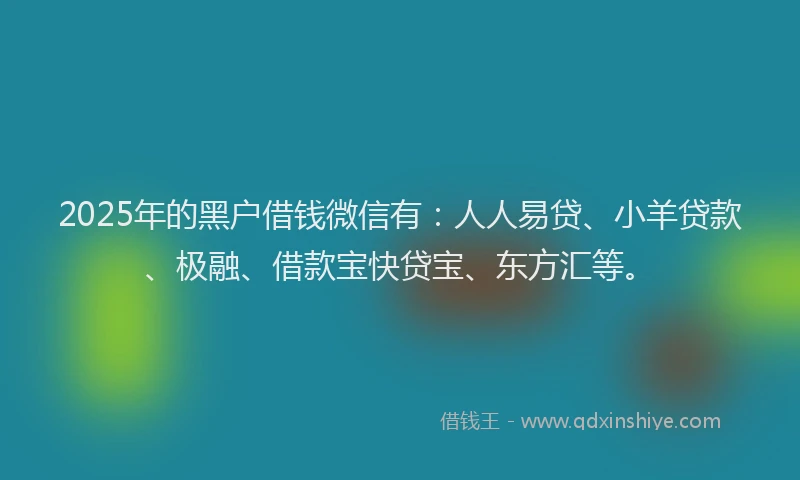 2025年的黑户借钱微信有：人人易贷、小羊贷款、极融、借款宝快贷宝、东方汇等。
