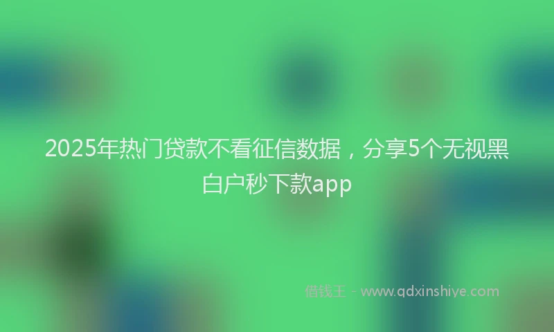 2025年热门贷款不看征信数据，分享5个无视黑白户秒下款app