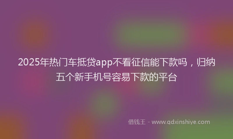 2025年热门车抵贷app不看征信能下款吗，归纳五个新手机号容易下款的平台