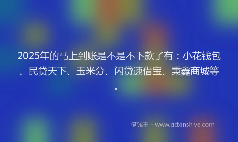 2025年的马上到账是不是不下款了有：小花钱包、民贷天下、玉米分、闪贷速借宝、秉鑫商城等。