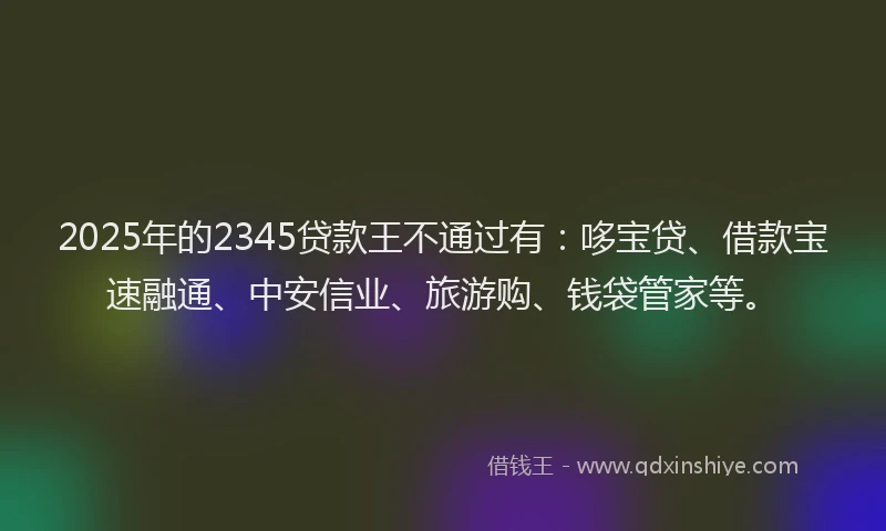 2025年的2345贷款王不通过有：哆宝贷、借款宝速融通、中安信业、旅游购、钱袋管家等。