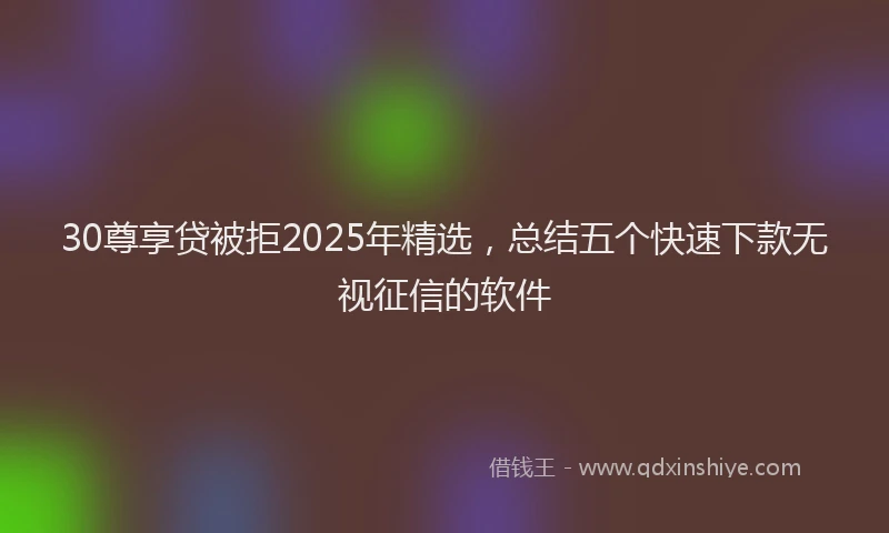 30尊享贷被拒2025年精选，总结五个快速下款无视征信的软件