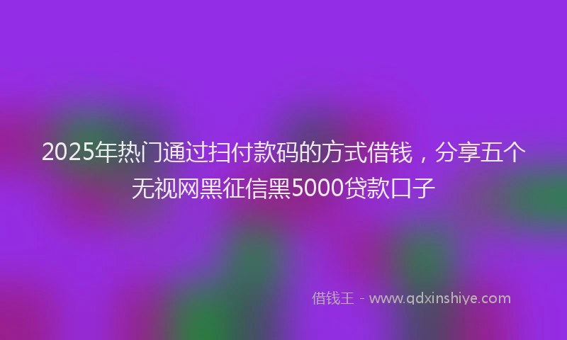 2025年热门通过扫付款码的方式借钱，分享五个无视网黑征信黑5000贷款口子