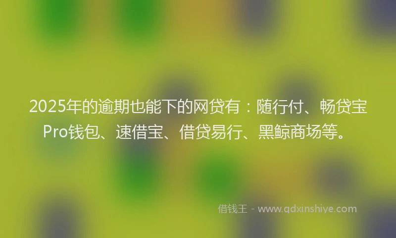 2025年的逾期也能下的网贷有：随行付、畅贷宝Pro钱包、速借宝、借贷易行、黑鲸商场等。