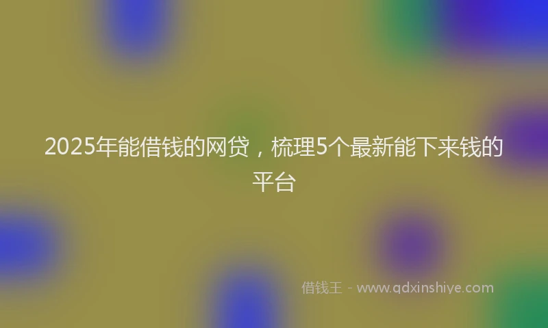 2025年能借钱的网贷，梳理5个最新能下来钱的平台