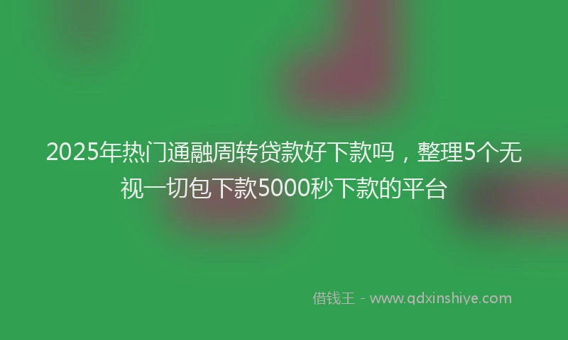2025年热门通融周转贷款好下款吗，整理5个无视一切包下款5000秒下款的平台