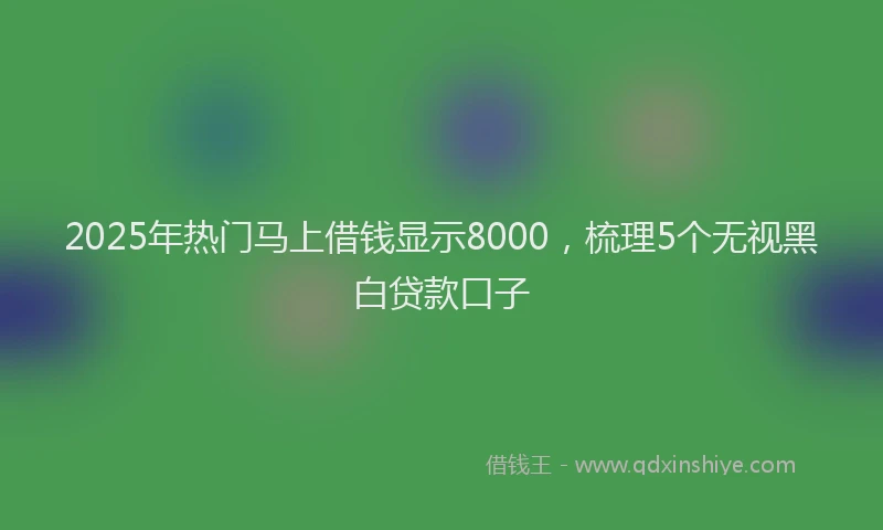 2025年热门马上借钱显示8000，梳理5个无视黑白贷款口子