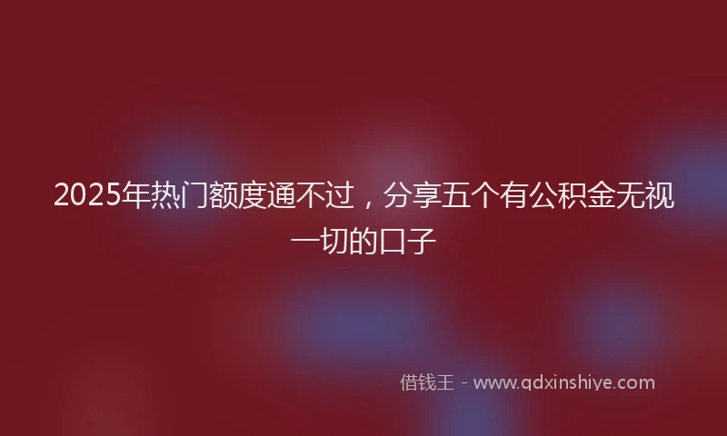 2025年热门额度通不过，分享五个有公积金无视一切的口子