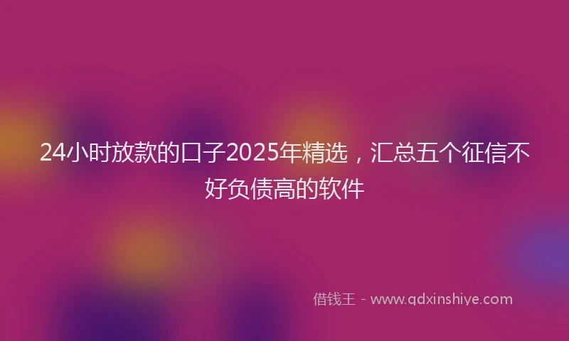 24小时放款的口子2025年精选，汇总五个征信不好负债高的软件