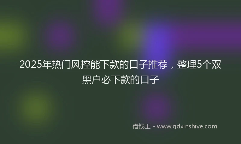 2025年热门风控能下款的口子推荐，整理5个双黑户必下款的口子