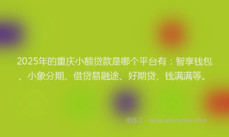 2025年的重庆小额贷款是哪个平台有：智享钱包、小象分期、借贷易融途、好期贷、钱满满等。