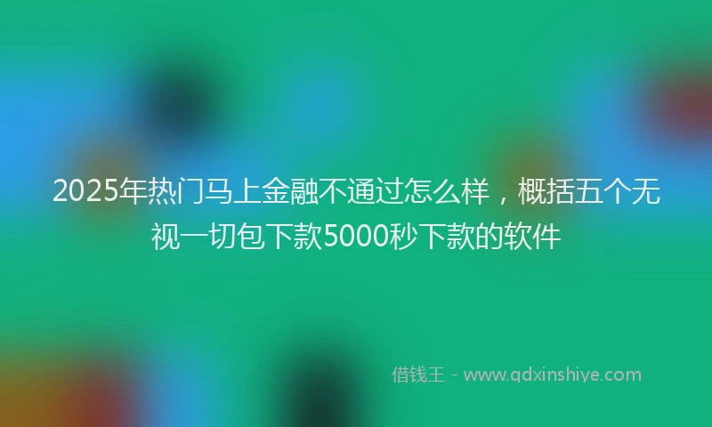 2025年热门马上金融不通过怎么样，概括五个无视一切包下款5000秒下款的软件