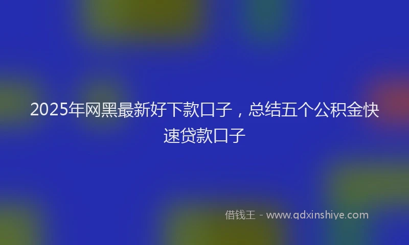 2025年网黑最新好下款口子，总结五个公积金快速贷款口子
