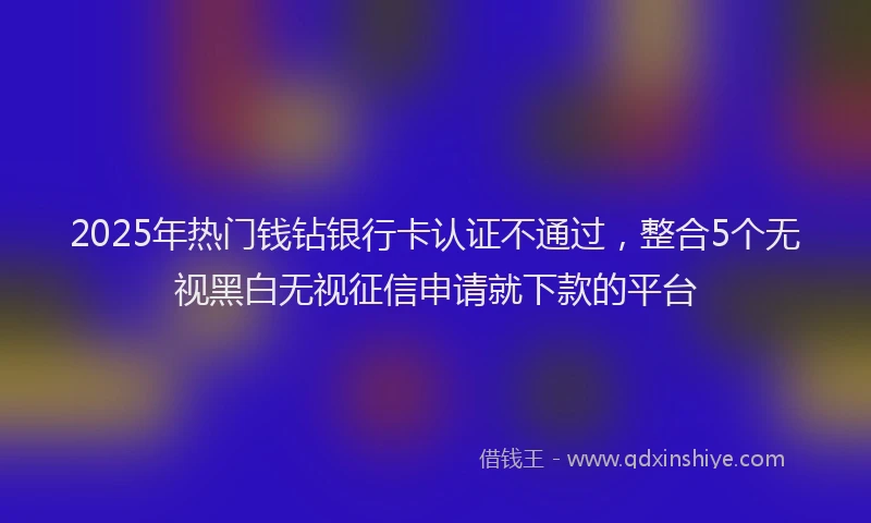 2025年热门钱钻银行卡认证不通过，整合5个无视黑白无视征信申请就下款的平台