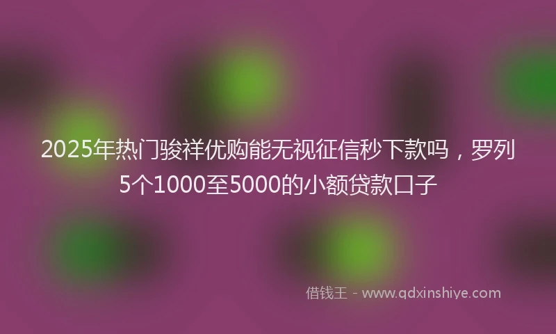 2025年热门骏祥优购能无视征信秒下款吗，罗列5个1000至5000的小额贷款口子