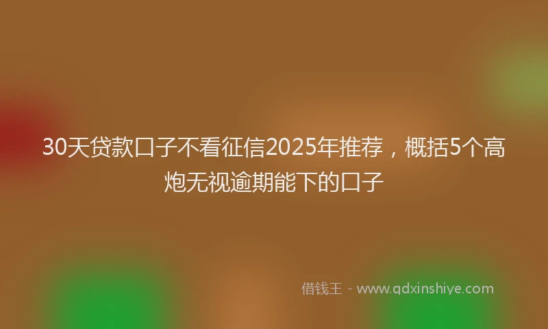 30天贷款口子不看征信2025年推荐，概括5个高炮无视逾期能下的口子