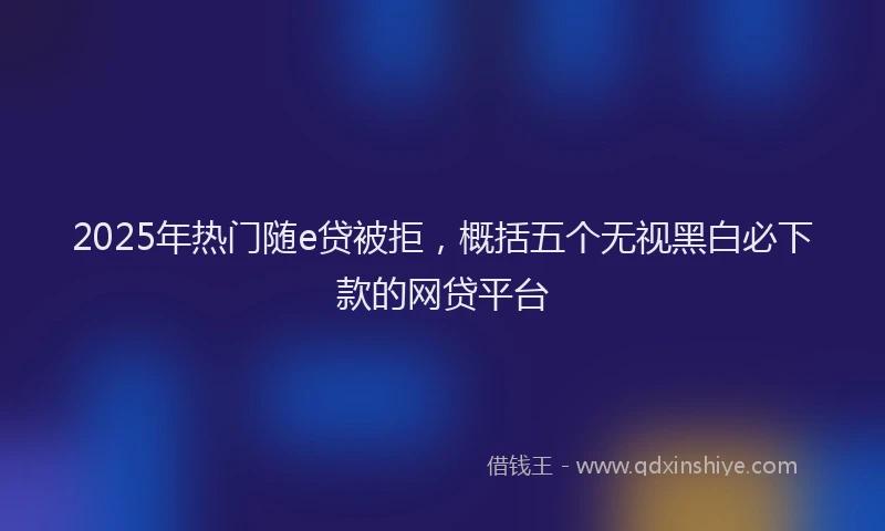 2025年热门随e贷被拒，概括五个无视黑白必下款的网贷平台