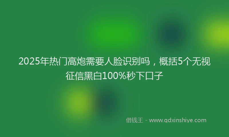 2025年热门高炮需要人脸识别吗，概括5个无视征信黑白100%秒下口子