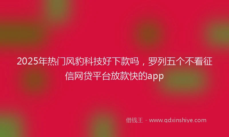 2025年热门风豹科技好下款吗，罗列五个不看征信网贷平台放款快的app