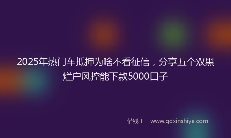 2025年热门车抵押为啥不看征信，分享五个双黑烂户风控能下款5000口子