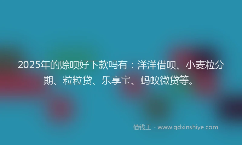 2025年的赊呗好下款吗有：洋洋借呗、小麦粒分期、粒粒贷、乐享宝、蚂蚁微贷等。