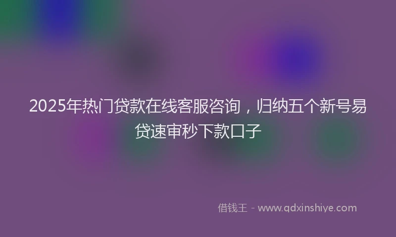 2025年热门贷款在线客服咨询，归纳五个新号易贷速审秒下款口子