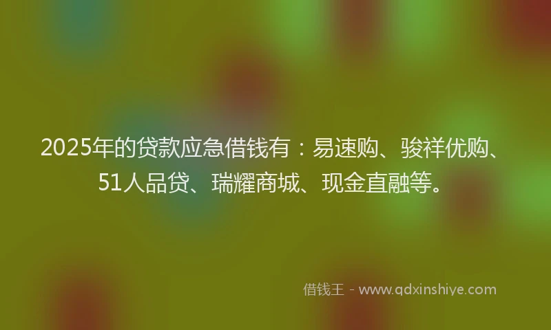 2025年的贷款应急借钱有：易速购、骏祥优购、51人品贷、瑞耀商城、现金直融等。