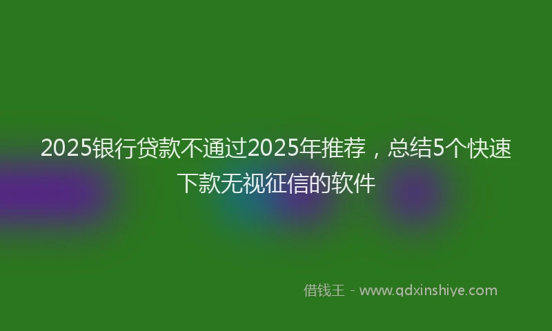 2025银行贷款不通过2025年推荐，总结5个快速下款无视征信的软件