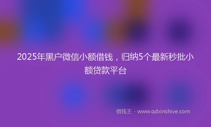 2025年黑户微信小额借钱，归纳5个最新秒批小额贷款平台