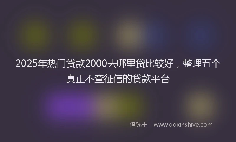 2025年热门贷款2000去哪里贷比较好，整理五个真正不查征信的贷款平台