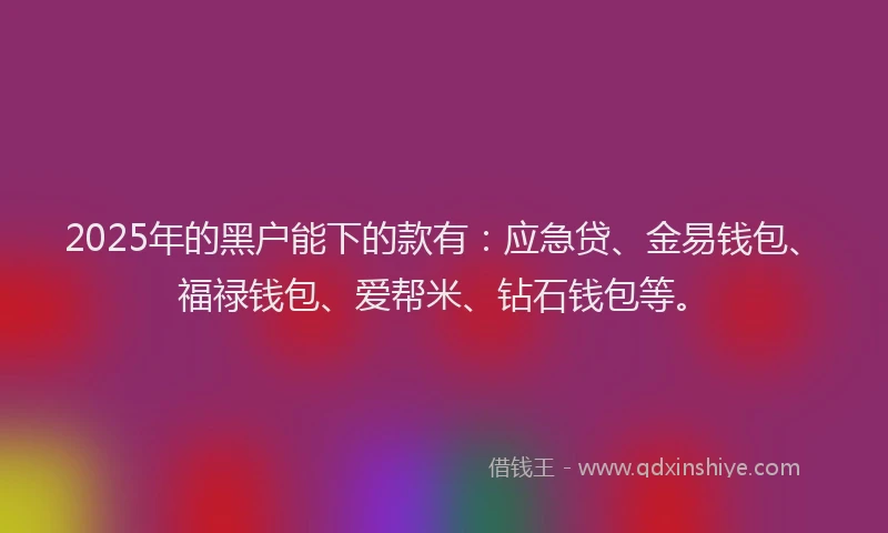 2025年的黑户能下的款有：应急贷、金易钱包、福禄钱包、爱帮米、钻石钱包等。