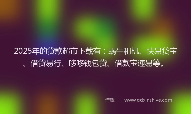 2025年的贷款超市下载有：蜗牛租机、快易贷宝、借贷易行、哆哆钱包贷、借款宝速易等。