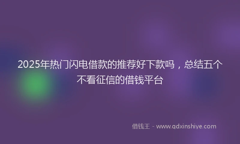 2025年热门闪电借款的推荐好下款吗，总结五个不看征信的借钱平台