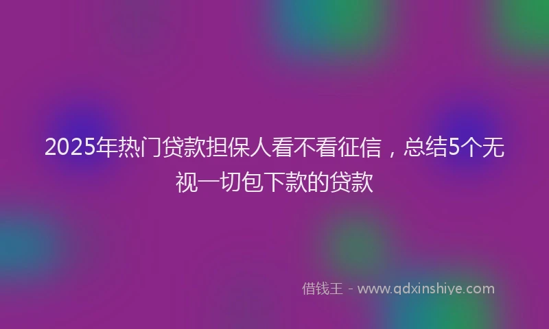 2025年热门贷款担保人看不看征信，总结5个无视一切包下款的贷款