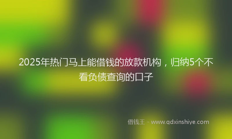 2025年热门马上能借钱的放款机构，归纳5个不看负债查询的口子