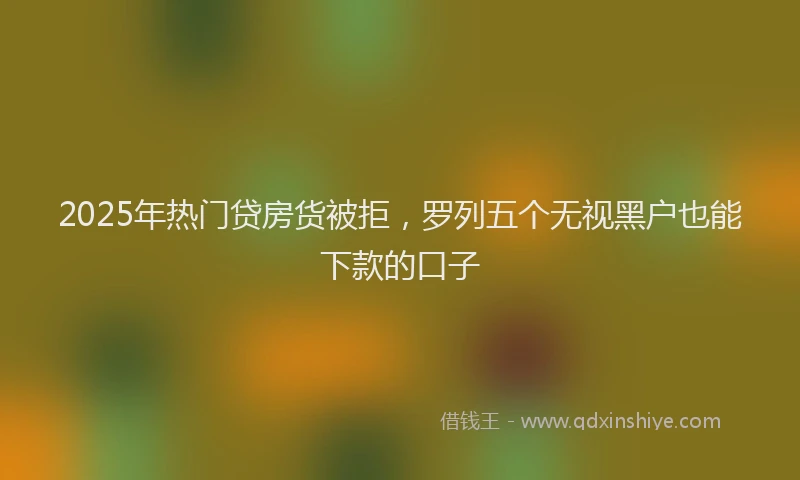 2025年热门贷房货被拒，罗列五个无视黑户也能下款的口子