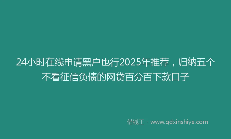 24小时在线申请黑户也行2025年推荐，归纳五个不看征信负债的网贷百分百下款口子