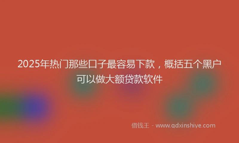 2025年热门那些口子最容易下款，概括五个黑户可以做大额贷款软件