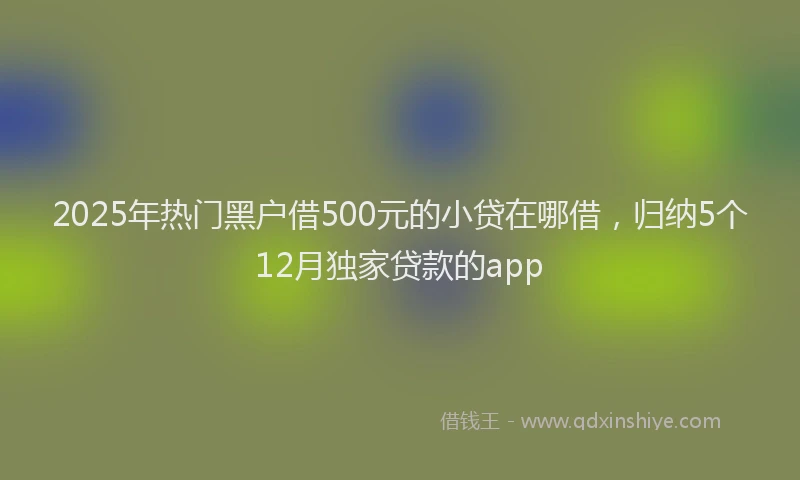 2025年热门黑户借500元的小贷在哪借，归纳5个12月独家贷款的app
