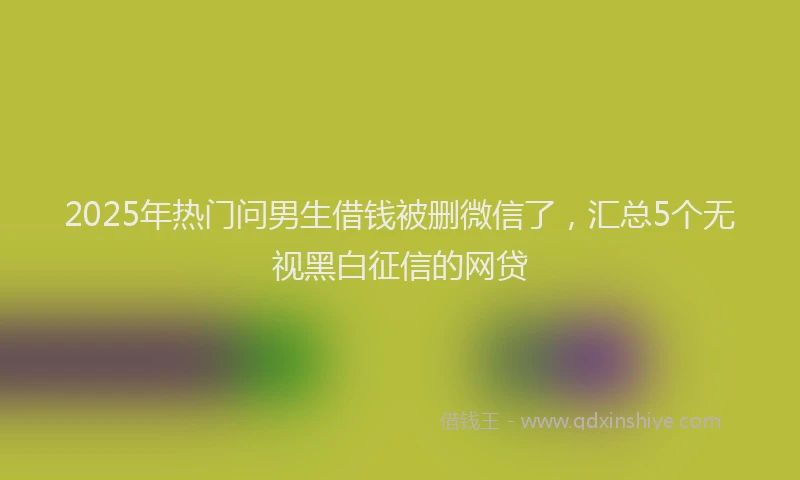 2025年热门问男生借钱被删微信了，汇总5个无视黑白征信的网贷
