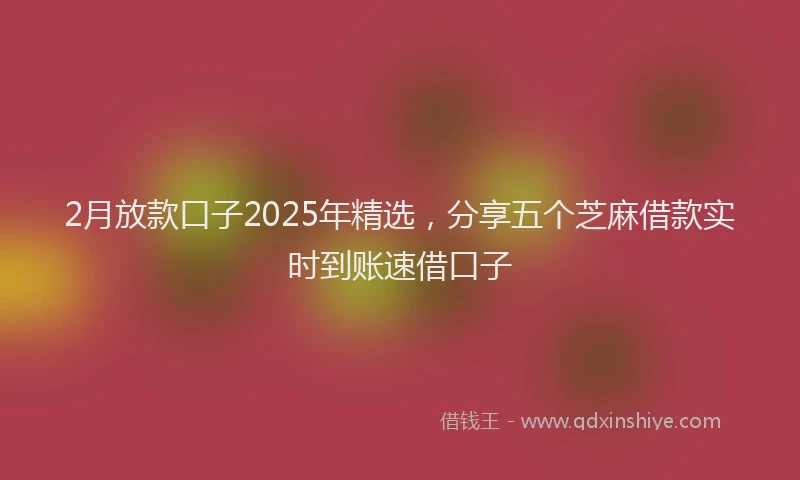2月放款口子2025年精选，分享五个芝麻借款实时到账速借口子