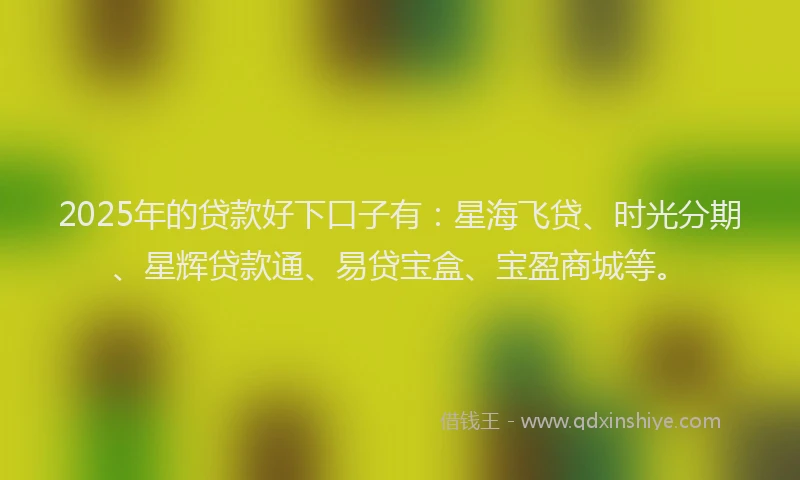 2025年的贷款好下口子有：星海飞贷、时光分期、星辉贷款通、易贷宝盒、宝盈商城等。