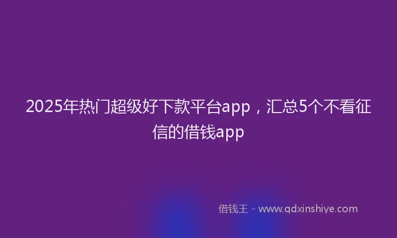 2025年热门超级好下款平台app，汇总5个不看征信的借钱app