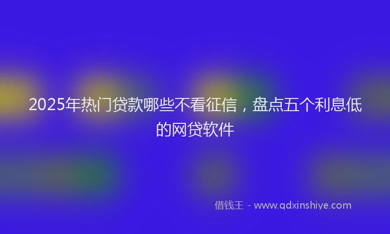 2025年热门贷款哪些不看征信，盘点五个利息低的网贷软件