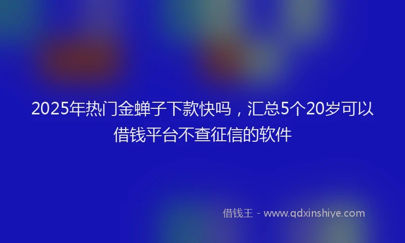 2025年热门金蝉子下款快吗，汇总5个20岁可以借钱平台不查征信的软件